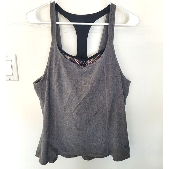 PRANA Sway Tank Top XL Built In Bra Shelf Racerback Gray Sports Yoga Athletic - Picture 1 of 7